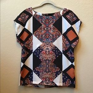 Paisley color-blocked blouse